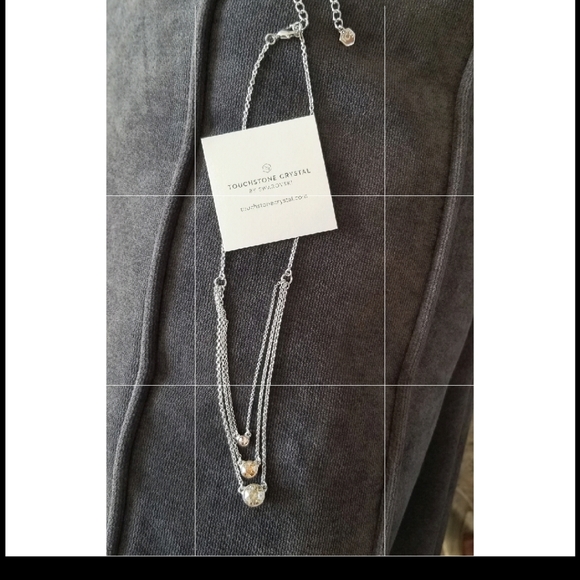 Touchstone Crystal by Swarovski Necklace. 3 cystal stones & Silver. Gorgeous! - Picture 6 of 6
